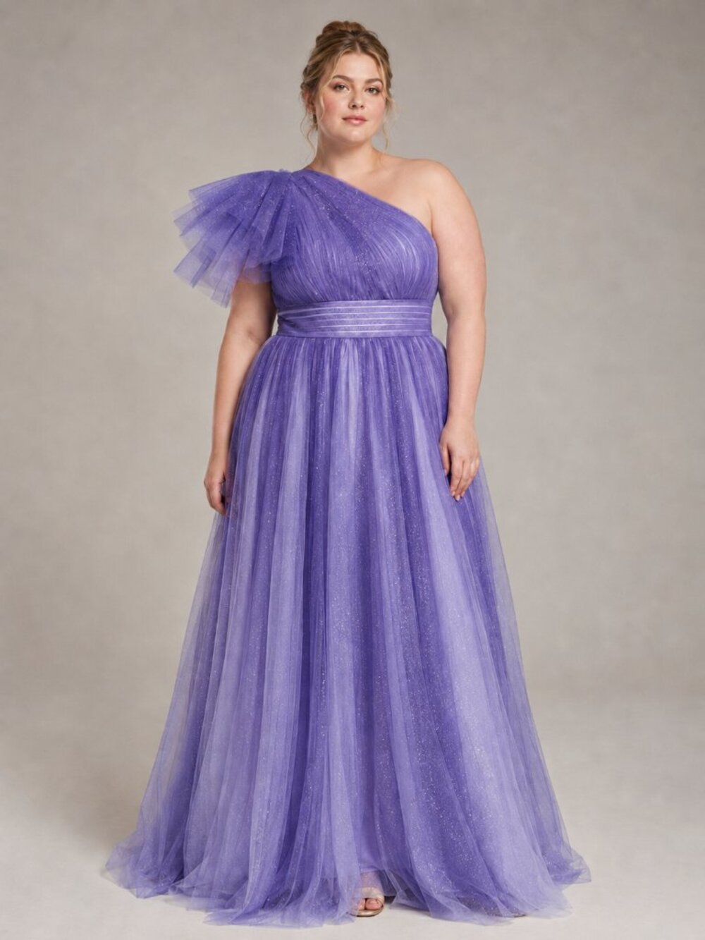 Mac Duggal 20377 Glitter Purple Ombre One Shoulder Ballgown NEW NWT